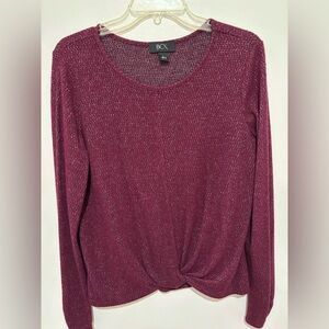 BCX Burgundy Knit Top size large